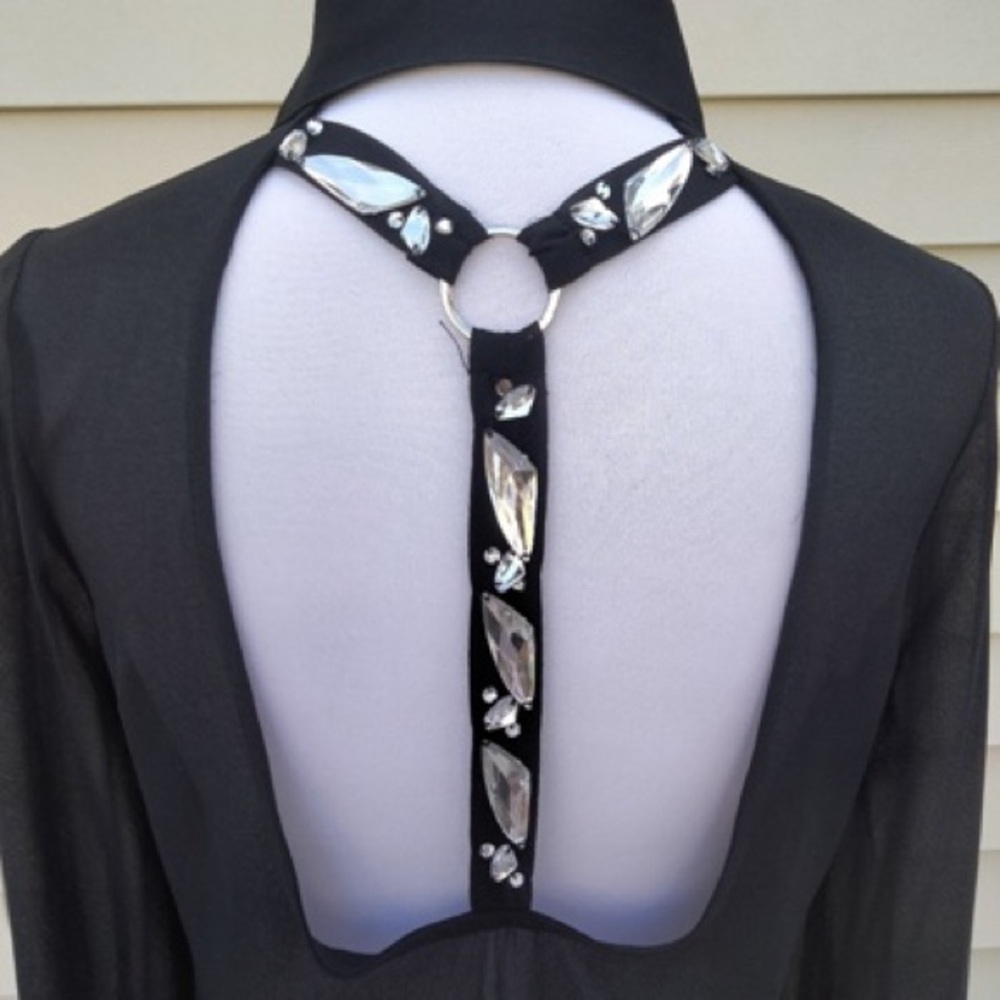 Chic Black Sheer Button-Up Blouse - image 3